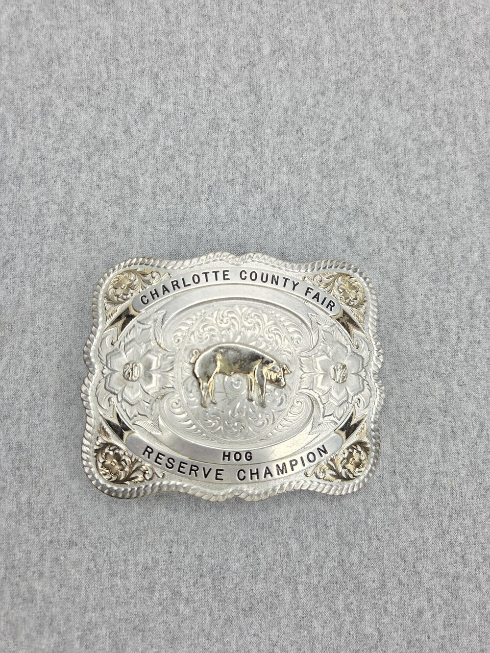 2012 Montana Silversmiths Reserve Champion Hog Trophy Belt Buckle County Fair